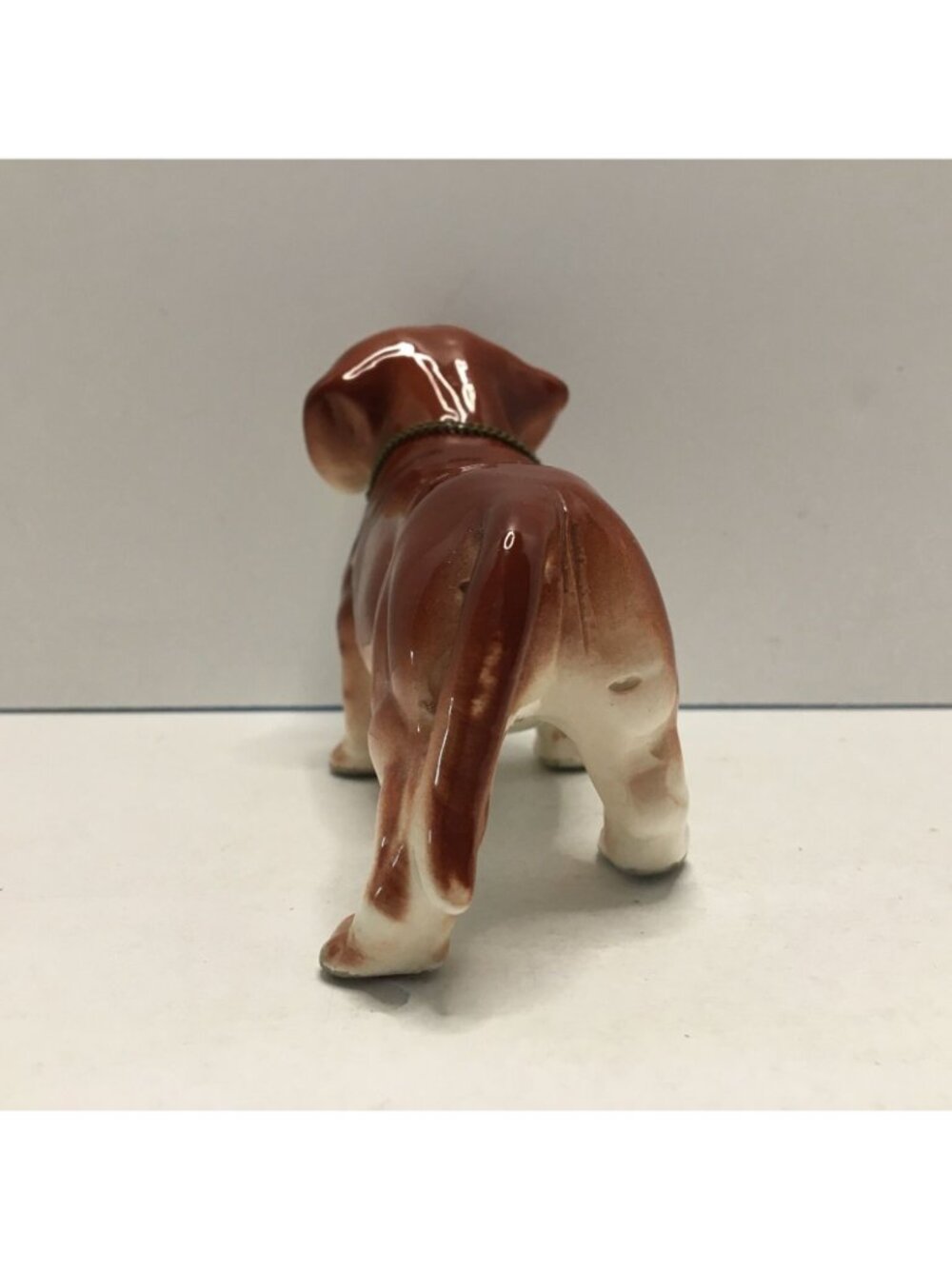 Ceramic Dachshund Dog Hand Painted Figurine Red Brown Collar Chain Japan - Picture 7 of 12